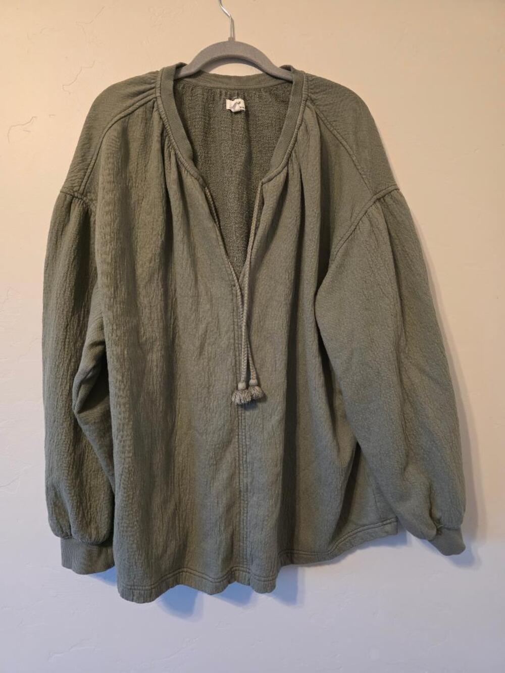 Aerie Real Olive Oversized Split Neck Pullover L